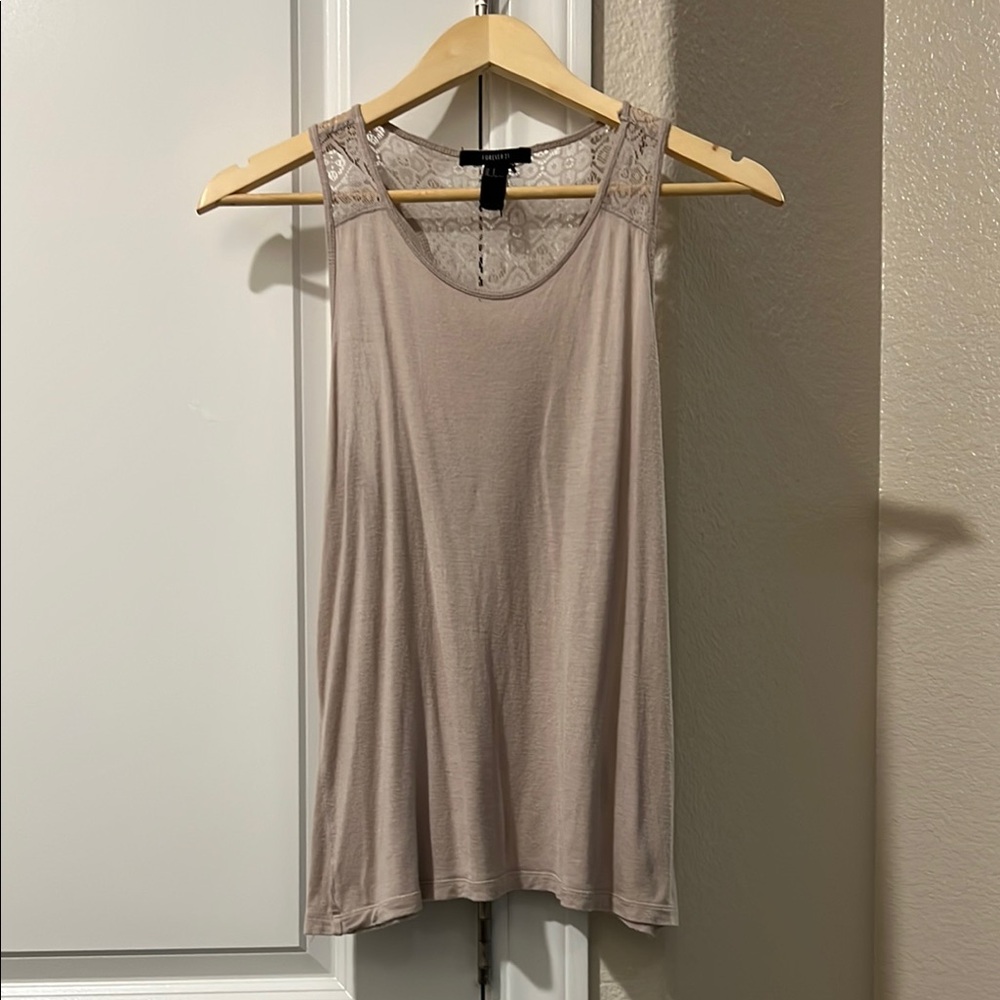 Forever 21 Tan Cream Sleeveless Relaxed Tank Top